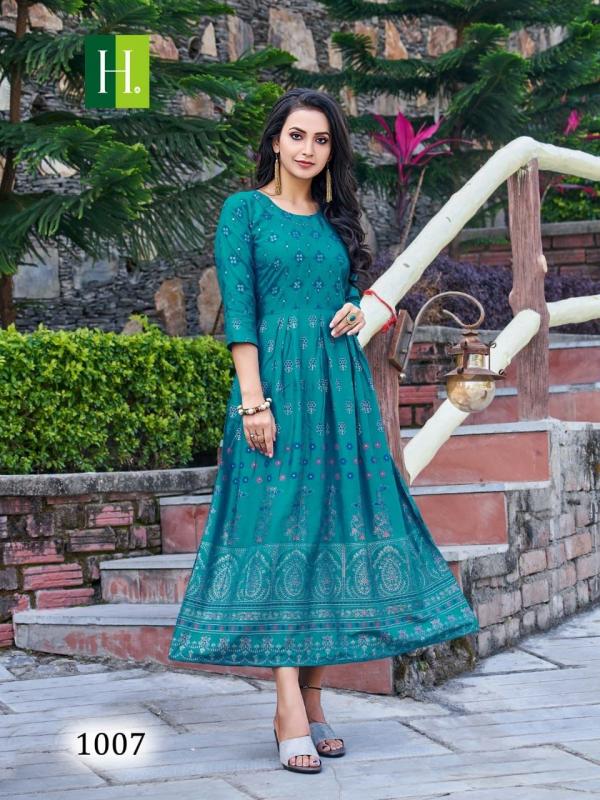 Hirwa Senorita Vol 1 Rayon Fancy Long Anarkali Kurti Collection